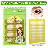 Ultra Invisible Double Eyelid Tape Stickers - 200Pcs/100Pairs Both Side Sticky Instant Eye Lid Lift Strips - Perfect for Hooded Droopy Uneven or Mono-eyelids