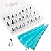 30 in 1 Cake Decorating Supplies Tips, the ONLY Kit with 1 YEAR GUARANTEE, 2 Reusable Silicone Icing Bags, 24 STAINLESS STEEL Pastry Tips, 2 Couplers and Tutorial E-Book- Great for Cake Decorations