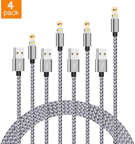 Amerzam iPhone Charger Cable, 4 Pack 3FT 6FT 9FT Lightning Cable for iPhone X/8/8 Plus/7/7 Plus/6/6 Plus/5S
