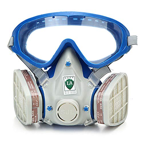 M.A.K Respirator Gas Mask with Eye Protection, Dust Mask with Filter Cartridges for Chemical Painting Spraying Protection - Thumbnail 3