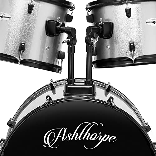 Ashthorpe 5Piece Complete Full Size Adult Drum Set with Remo Batter