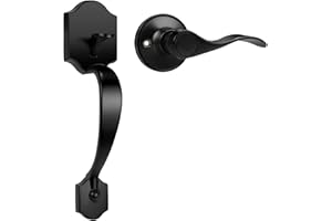Tinewa Single Cylinder Exterior Handleset, Keyless Front Door Handle with Lever Inside, Low Profile Front Lock Handleset with Halifax Black Finish, Reversible for Right & Left Sided
