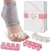 PampyFeet Silicone Toe Separators with Moisturizing Ankle Sleeves for Dry Cracked Heels for Men and Women - Bunion Corrector and Bunion Relief - HammerToe Straightener - Toe Spreaders/Spacers for Yoga