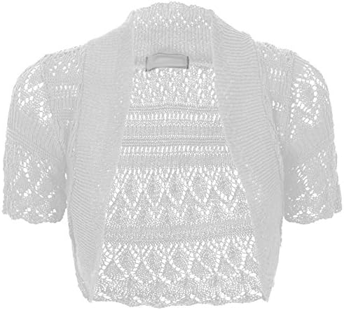 Women Ladies Knitted Short Sleeve Crochet Shrug Bolero Cardigan SZ 8-26
