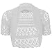 Thever Women Short Sleeve Knitted Crochet Shrug Bolero Cardigan Ladies Crop Top (M(10-12), White)
