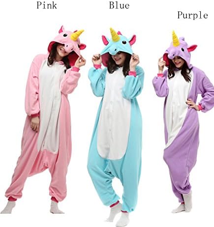 ElfZ Unisex Adult Animal Kigurumi Onesie Pajamas Unicorn Cosplay Costume Halloween Gift (XL,Pink)