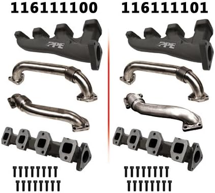PPE RACE EXHAUST MANIFOLDS WITH ROUND UP-PIPES FOR TWIN TURBO (2001 - 2016 GM DURAMAX 6.6L) - 116111100