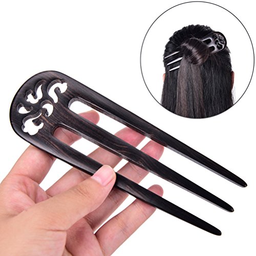 1 Pcs Handmade Carved Wood 3-Prong Hair Fork Vintage Style Hair Stick Wooden Hairpin by Team-Management