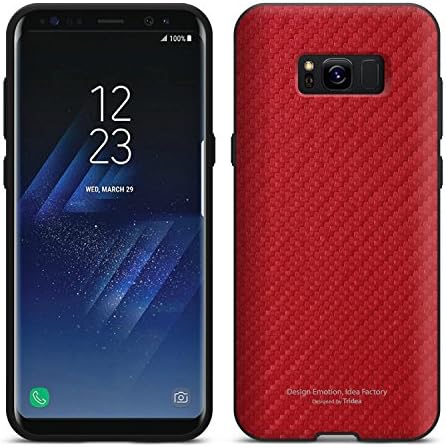Galaxy S8 Plus Case [Tridea] Power Guard Premium Design Pattern Bumper [Shock Resistant][Scratch-Resistant] with Hidden Card Storage Case for Samsung Galaxy S8+ (2017) [Burgundy Red]