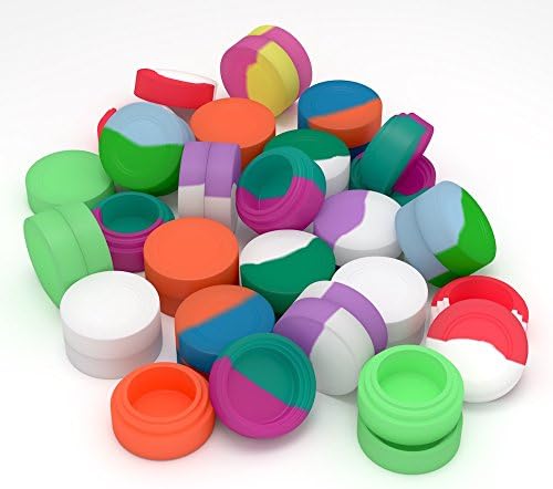 SPLENGO 50 PCS Original Silicone Containers - 3ml Original Silicone Non Stick - Silicone Jars Dab Wax Container for Wax and Cream - Nonstick Dab Wax Concentrate Bulk Mixed Color
