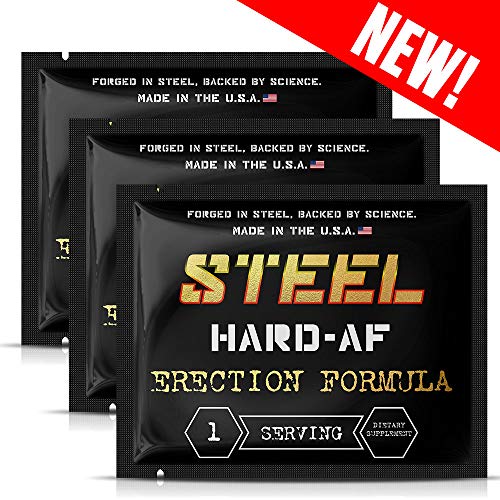 Steel Supplements Hard-AF | Increase Confidence, Stamina, Pleasure and Performance | Maca Powder, Byroviron, Kaempferia parviflora, KoreanRed Ginseng, yohimbine, 3 Single Serve Packets