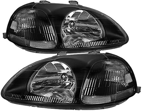 Amazon Com Carpartsinnovate For Honda 96 98 Civic Ek Ej Jdm Black Housing Headlights Driving Head Lamps Automotive
