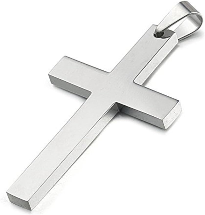 Ouslier 925 Sterling Silver Simple Unisex Mens Cross Pendant Jewelry