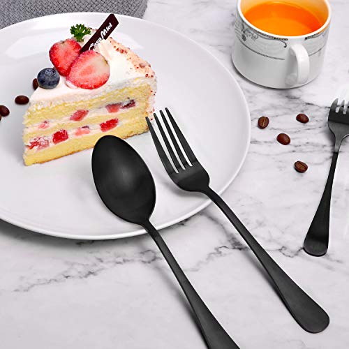 Matte Black Silverware Set 40 Piece, Stainless Steel Black Flatware Set Service for 8, Black Utensils Cutlery Set Including Knife Spoon Forks, Gift Packaging for Weddings, Housewarming - Thumbnail 4