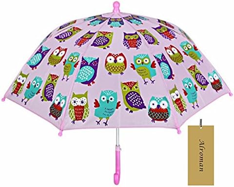 Child Umbrella Girls Waterproof Umbrellas with Cartoon Pattern Children Sun Umbrellas UV Protection Beach Umbrella 2016 Photo Posing Props (27.2" for 3~6 yrs, Owl)