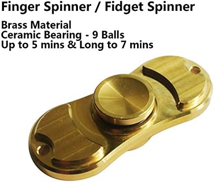 Finger Spinner Brass Fidget Spinner Toy Hand Spinners Helps Relieve Stress Boredom and Increases Focus for ADHD ADD Autism - Spins up to 5 mins