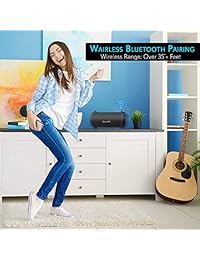 SereneLife Altavoz estéreo portátil inalámbrico Bluetooth Boombox y sistema de radio FM para iPhone y PC con pantalla digital, batería recargable, auxiliar de 0.138 in, USB y Micro SD, soporte MP3 y ranuras para micrófono N A