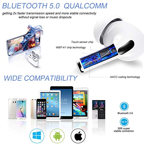 ایگرد | قیمت و خرید Wireless Earbuds Bluetooth 5.0 Headset Earbuds  Headphones Built-in Microphone and Charging Box,3D Stereo Noise Cancelling  Earbuds, Suitable for Apple Airpods pro Android/iPhone/Samsung