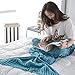 Fandian Crochet Mermaid Tail Blankets Photo Prop for Adults Women Teens Blue (Blue)