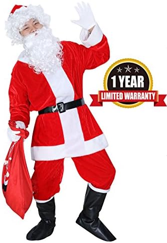 Adult Santa Costume Christmas Santa Claus Costume Suit Deluxe Velvet Santa Suit For Holiday Santa Cosplay Costumes (XXL)