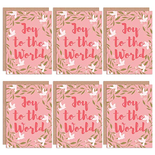 Wee Blue Coo Christmas Cards 6 Pack - Doves Mistletoe Joy To World Set Xmas