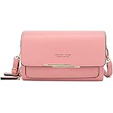 PORRASSO Women's Wallet Crossbody Phone Bag Shoulder Bag Clutch Purse Bag PU Wallet for Party Wedding Travelling Pink