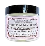AHA FACE CREAM Refining Face Cream with Glycolic Acid, Latic Acid, Citric Acid, Malic & Tartaric Acids Plus Antioxidants Improves Tone, Texture, Clarity, Lines & Wrinkles Facial Moisturizer (1 OZ)