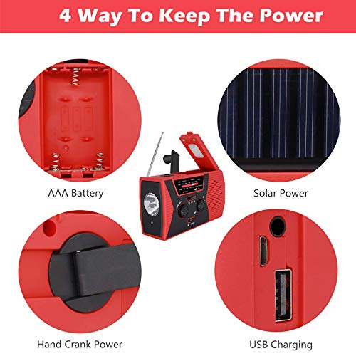 Jzenzero Emergency SOS Alarm Weather Radio Hand Crank Solar Power LED Flashlight Outdoor Tool Green