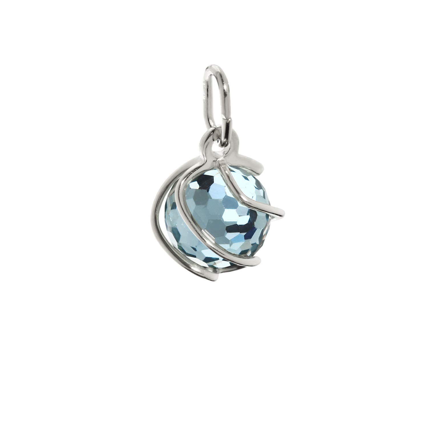 NKlaus sphere pendant 925 sterling silver aqua crystal 7mm 7861