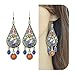 Himeiping Ethnic Retro Bohemian Droplets Color Dress Mexico Gypsy Dangle Earrings