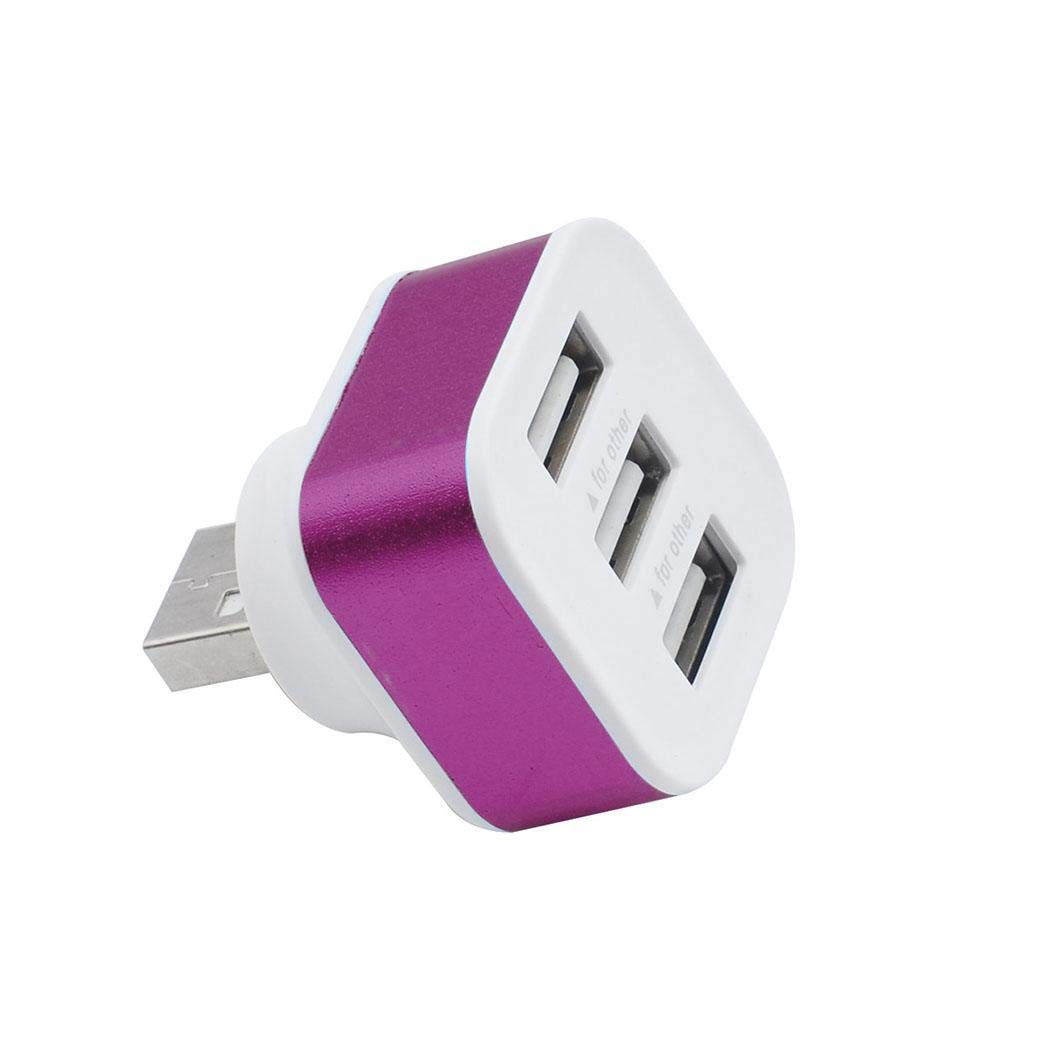 Atmeyol Portable 3 Ports USB2.0 HUB Adapter Splitter Adapters Rotatable Plug Hubs