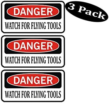 Rogue River Tactical3 Pack Danger Watch for Flying Tools Funny Mechanic Work Hard Hat Biker Helmet Stickers Decals Toolbox