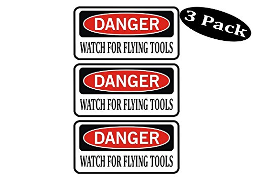 Rogue River Tactical3 Pack Danger Watch for Flying Tools Funny Mechanic Work Hard Hat Biker Helmet Stickers Decals Toolbox