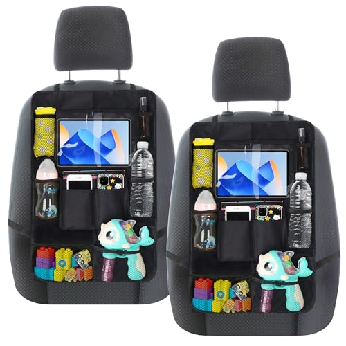 JIYANA 2 Pieces Car Seat Organizer for Children, Car Seat Protector in 600D Oxford Fabric, Wear-Resistant, Seat Organizer for Backrest with 10 Multifunctional Pockets