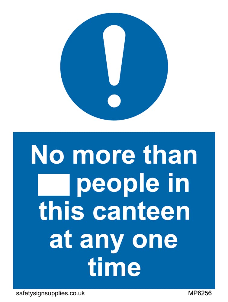 Pack of five - No more than xxx people in this canteen at any one time Sign - 75x100mm - A7P