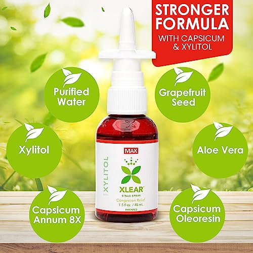 Xlear MAX Saline Nasal Spray, Natural Formula with Xylitol, Capsicum
