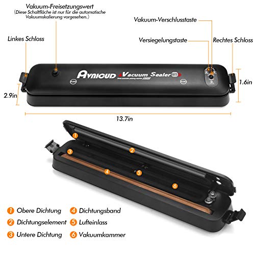 Vakuumiergerät, Vakuumierer für trockene und feuchte Lebensmittel Super Saugleistung Vacuum Sealer Leichtes… – Bild 6