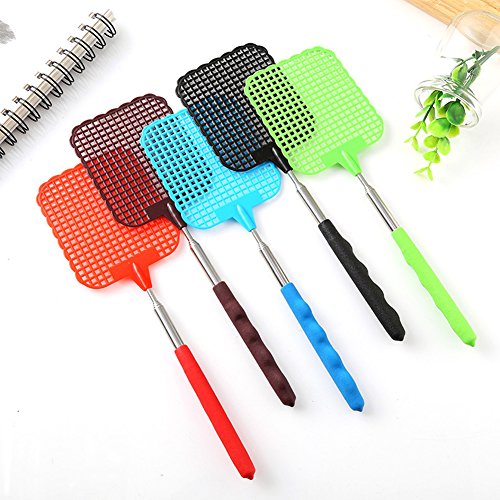 yodaliy Fly Swatter Fly Killer, Manual Adjustable SWAT Pest Control, Telescopic Fly Swatter Extendible Bug Wasp Bee Mosquito Killer, 11.02"- 28.74" Long Stainless Steel Handle Plastic Fly Swatters