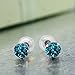 Gem Stone King 14K White Gold London Blue Topaz 4 Prong Women's Stud Earrings For Women Men (1.10 Cttw, Gemstone Birthstone, Round 5MM)