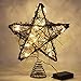 Twinkle Star Christmas Star Tree Topper, Rustic Rattan Treetop with 15 LED Lights Christmas Tree Holiday Xmas Party Decorations, 12.2 Inch (H)
