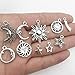 80 PCS Sun Moon Star Charms Collection - Mixed Antique Silver Bronze Metal Alloy Pendants for Jewelry Making DIY Findings (HM81)