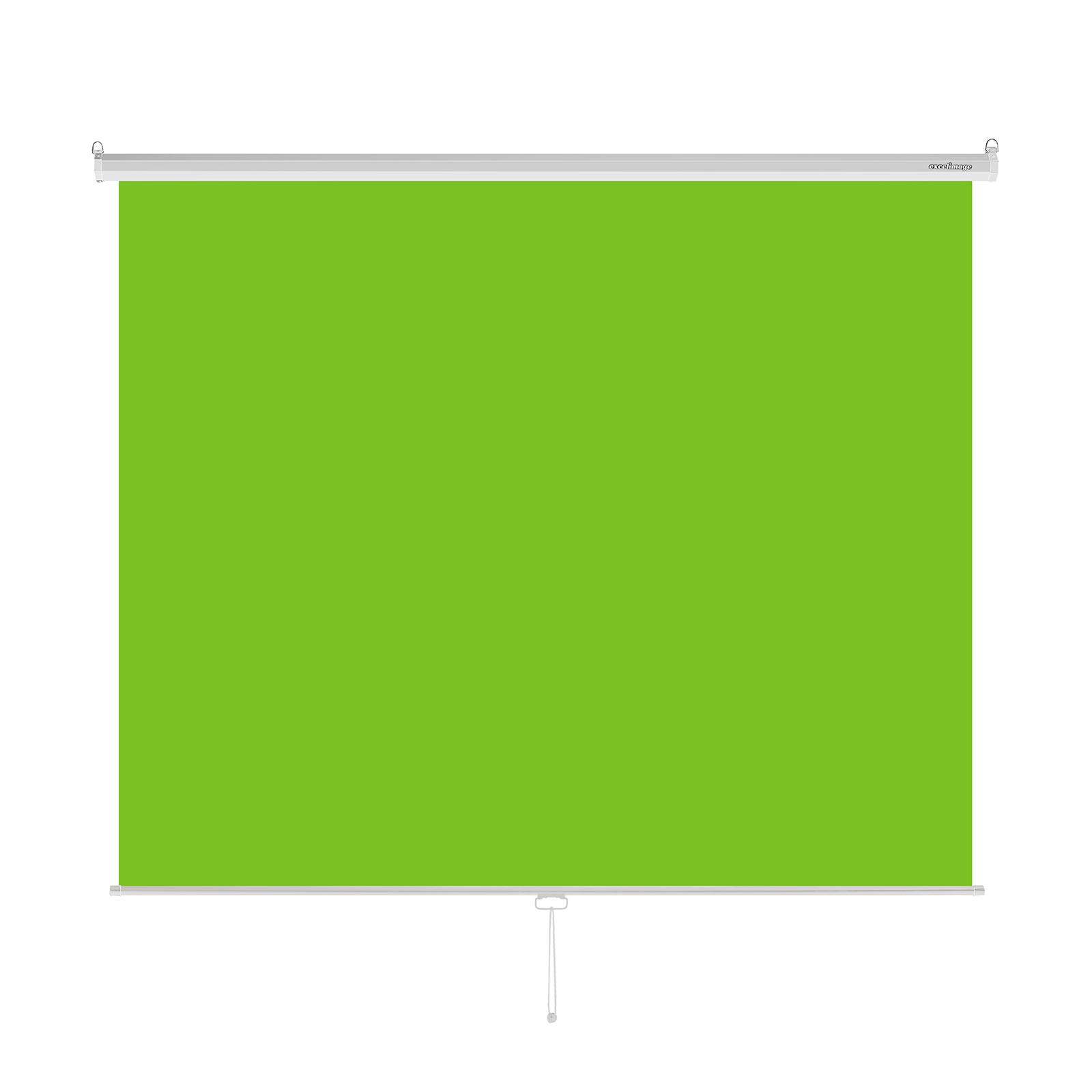 Photo 1 of excelimage Pull-Down Green Screen Backdrop, 79”x75” Auto-Locking Chroma Key Panel with Wrinkle-Resistant Green Fabric for YouTube Videos, Music Videos, Photography, TIK Tok, or Gaming (White)