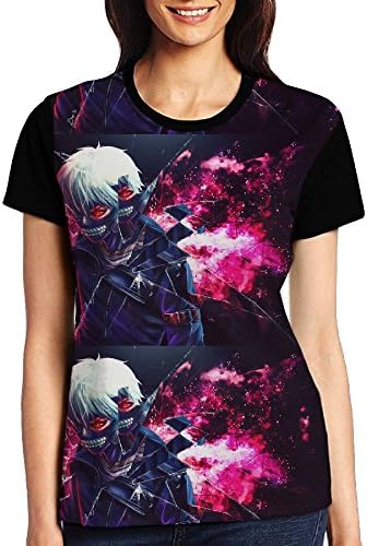 JieKeTieShen Women's Tokyo Ghoul 3D Printed Short Sleeve Funny Tee Shirt