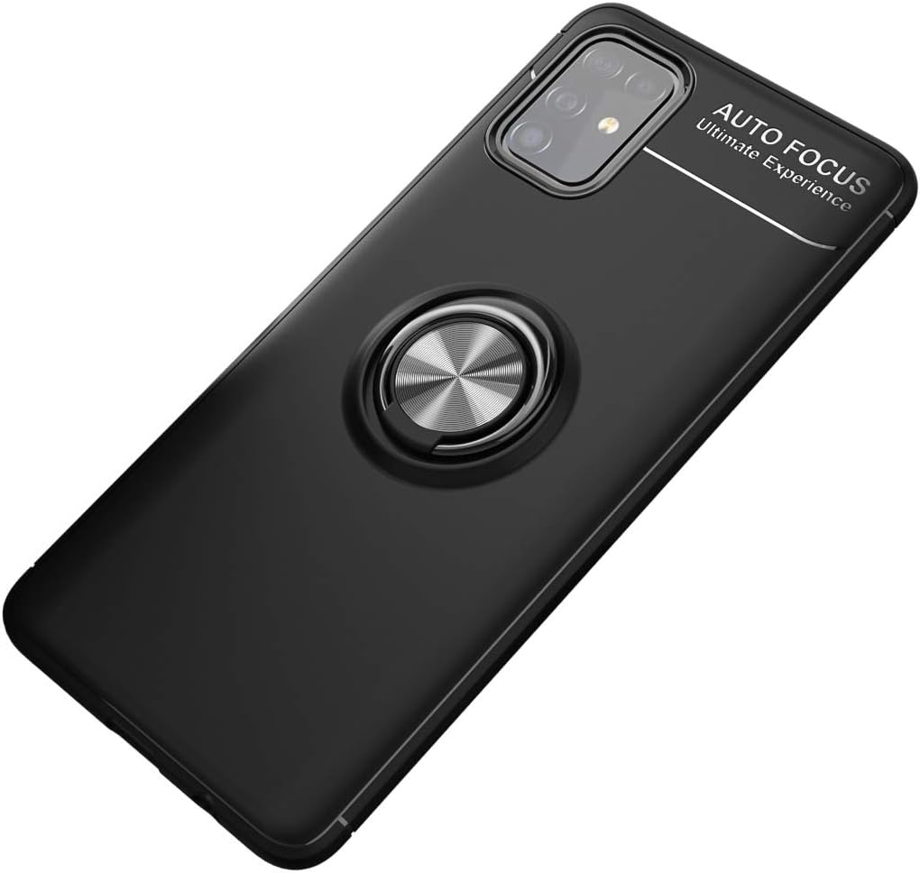 TaiY [360 Degree Swivel Invisible Matal Ring Bracket[Magnetic Support] Shockproof Anti-Scratch Ultra-Slim Protective Cover Case for Samsung Galaxy M31 - Black