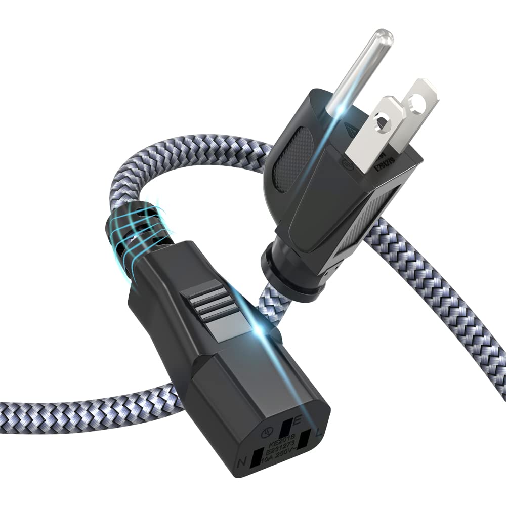 Photo 1 of Power Cord, Goalfish 10A 18AWG AC Power Cable 10FT(3m) Nylon Braided 3 Prong Power Cord Replacement Power Cable UL Certified for Computer, TV, Monitor, Printer, PC, Projector, Power Supply