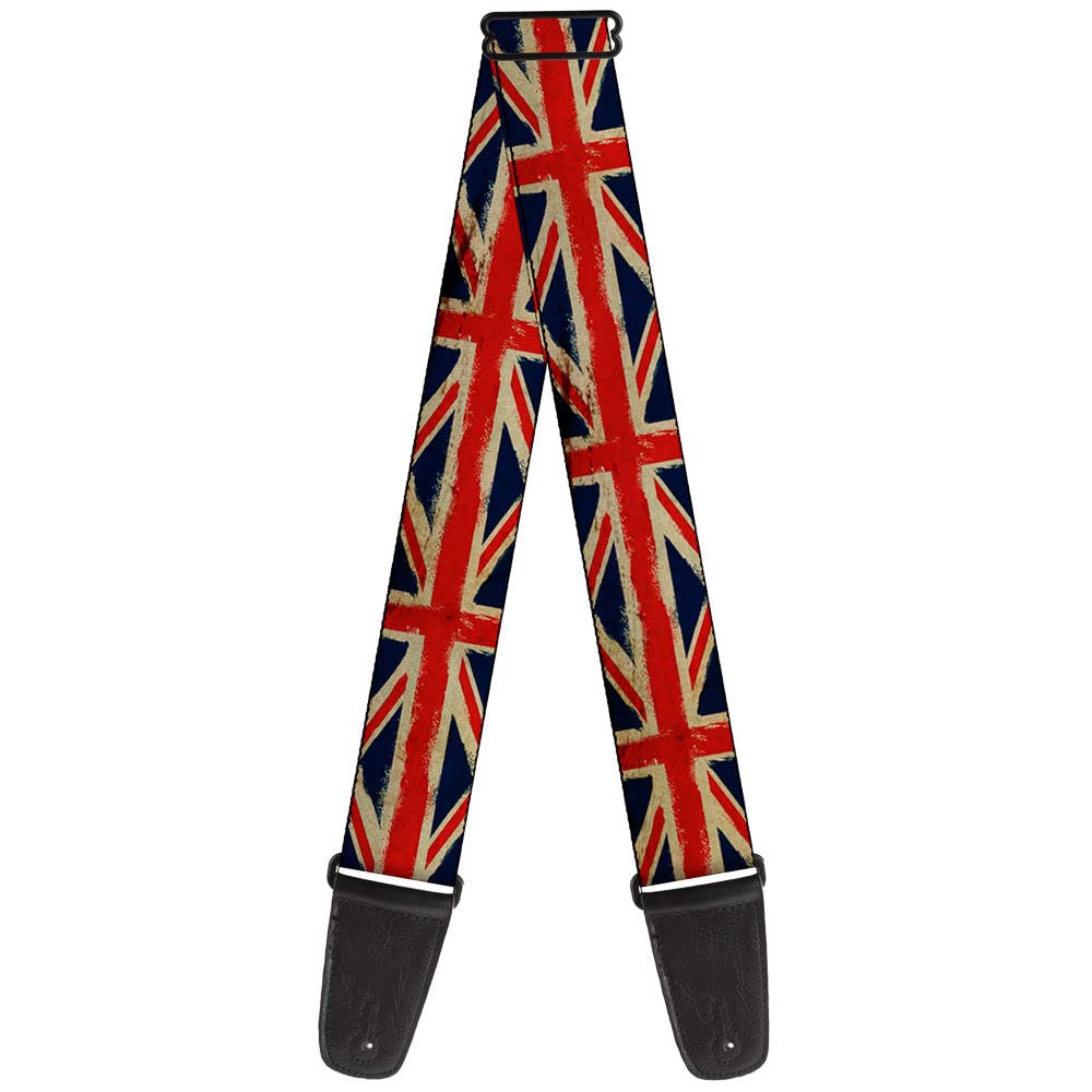 Buckle-Down GS-W32123 Guitar Strap United Kingdom Flags Distressed Painting, 2" Wide - 29-54" Length