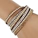 Womens Wrap Leather Bangle Charm Winter Leather Statement Bracelet Khaki