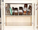 brightmaison Kitchen Pot Lid Plate Holder Rack Stainless Steel, 6 Sectional, Adjustable Length Accordion Style, Can Be Extended to 24