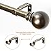 KAMANINA 1 Inch Curtain Rod Telescoping Single Drapery Rod 72 to 144 Inches (6-12 Feet), Bronze Heavy Duty Curtain Rods for Windows, Round Finials
