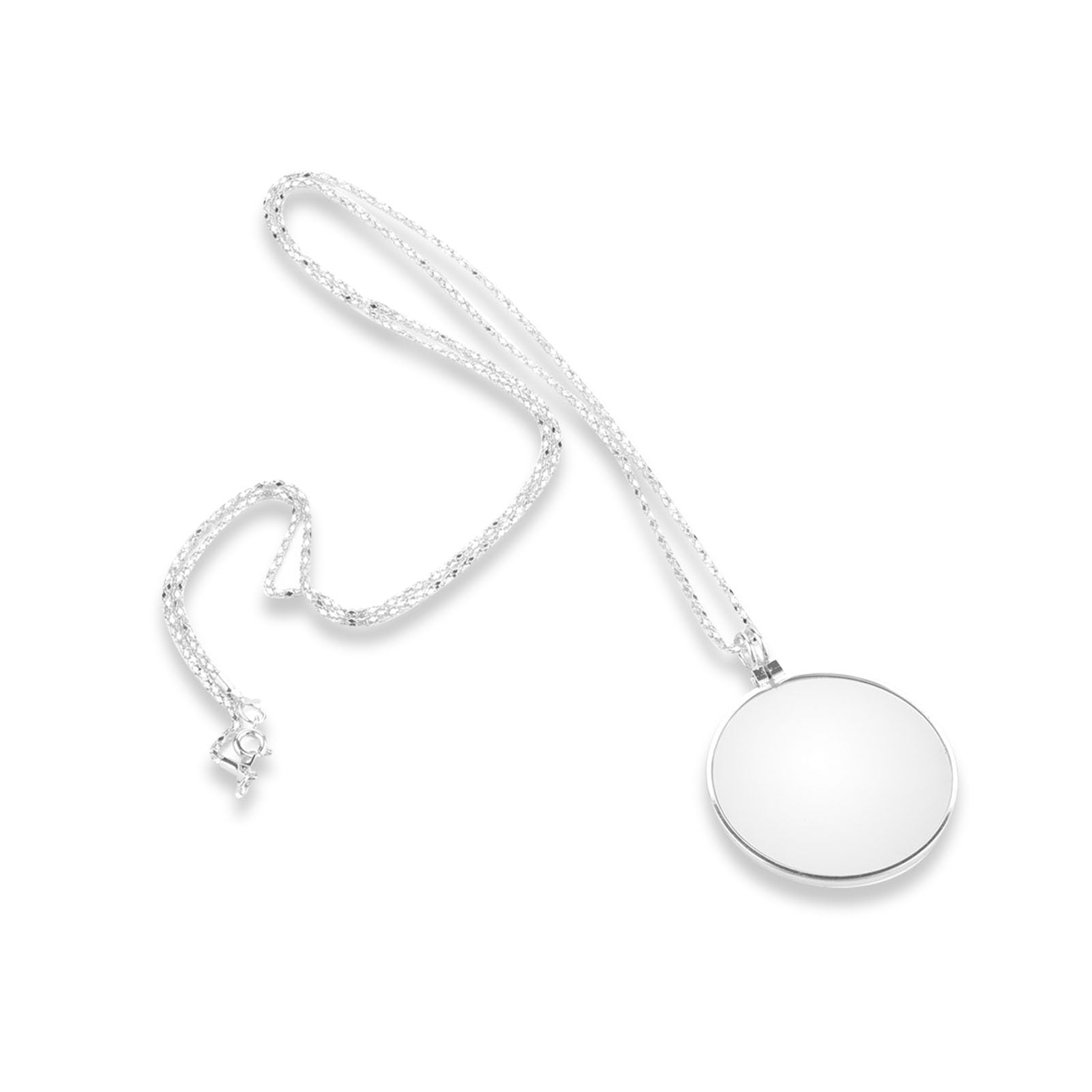 Semme 5X Necklace Magnifier - Portable Jewelry Monacle with 46cm Zinc Alloy Chain for Reading Crafts Needlework Jewelry Hobbies(Silver)